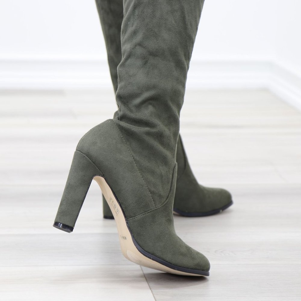 Over Knee High Boots Lace Up Slim Thigh High Heels - Picture 9 of 15